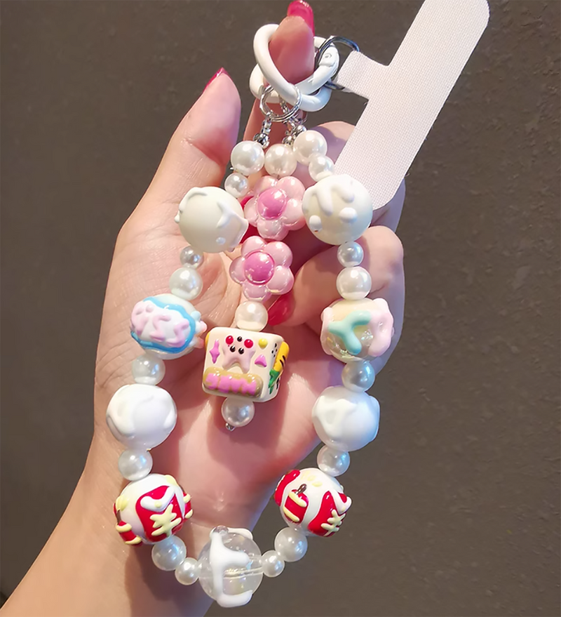 Candy Color Graffiti Beaded Phone Case Hanging Rope Chain