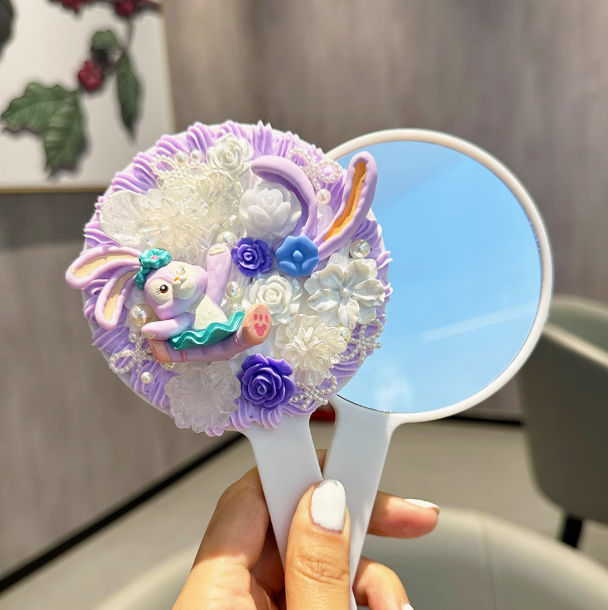 Handmade Cream Glue StellaLou Handheld mirror